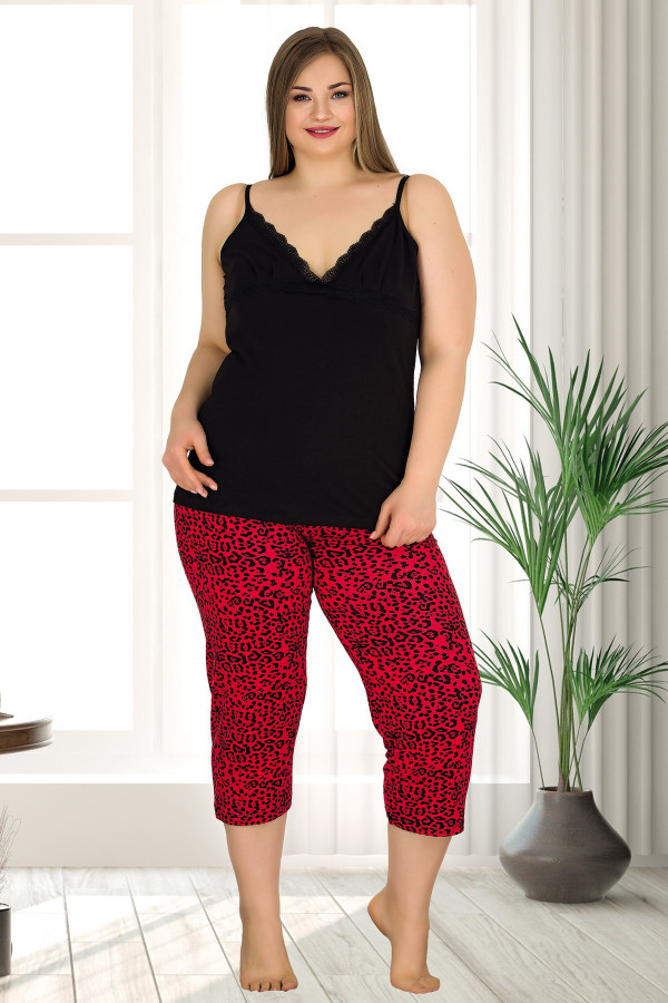 Lady 10552 Büyük Beden Kapri Pijama Takımı - Battal pijama Takımları, LadyBttlKpr10552, Lady Pijama Takımı