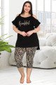 Lady 10563 Büyük Beden Kapri Pijama Takımı - Battal pijama Takımları