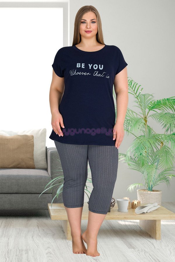 Kadın Lacivert Renk ve Desenli Lady 10551 Büyük Beden Kapri Pijama Takımı Kadın Lacivert Renk ve Desenli Lady 10551 Büyük Beden Kapri Pijama Takımı, Lady-10551, Lady Pijama Takımı