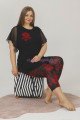 Kadın Siyah Renk ve Çiçek Desenli Lady 10602 Büyük Beden Kapri Pijama Takımı Kadın Siyah Renk ve Çiçek Desenli Lady 10602 Büyük Beden Kapri Pijama Takımı, ELİT0010602-2XL, Lady Pijama Takımı, ELİT0010602-2XL