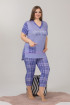 Kadın Mavi Renk ve Ekose Desenli Lady 10608 Büyük Beden Kapri Pijama Takımı