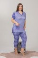 Kadın Mavi Renk ve Ekose Desenli Lady 10608 Büyük Beden Kapri Pijama Takımı Kadın Mavi Renk ve Ekose Desenli Lady 10608 Büyük Beden Kapri Pijama Takımı