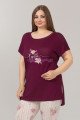 Kadın SMürdüm Renk ve Çiçek Desenli Lady 10611 Büyük Beden Kapri Pijama Takımı, TRTP850733760-10611-2X, Lady Pijama Takımı, TRTP850733760-10611-2X
