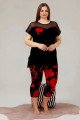 Kadın Siyah Renk ve Çiçek Desenli Lady 10614 Büyük Beden Kapri Pijama Takımı Kadın Siyah Renk ve Çiçek Desenli Lady 10614 Büyük Beden Kapri Pijama Takımı