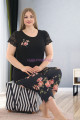 Kadın Siyah Renk ve Çiçek Desenli Lady 10615 Büyük Beden Kapri Pijama Takımı Kadın Siyah Renk ve Çiçek Desenli Lady 10615 Büyük Beden Kapri Pijama Takımı, ELİT0010615-2XL, Lady Pijama Takımı, ELİT0010615-2XL