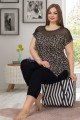 Kadın Siyah Renk ve Puantiye Desenli Lady 10620 Büyük Beden Kapri Pijama Takımı Kadın Siyah Renk ve Puantiye Desenli Lady 10620 Büyük Beden Kapri Pijama Takımı, ELT0010620-2XL, Lady Pijama Takımı, ELT0010620-2XL