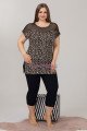 Kadın Siyah Renk ve Puantiye Desenli Lady 10620 Büyük Beden Kapri Pijama Takımı Kadın Siyah Renk ve Puantiye Desenli Lady 10620 Büyük Beden Kapri Pijama Takımı