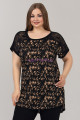 Siyah Renk ve Desenli Lady 10622 Büyük Beden Kapri Pijama Takımı