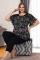 Siyah Renk ve Desenli Lady 10623 Büyük Beden Kapri Pijama Takımı Siyah Renk ve Desenli Lady 10623 Büyük Beden Kapri Pijama Takımı, ELİT0010623-2XL, Lady Pijama Takımı, ELİT0010623-2XL