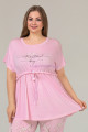 Pembe Renk ve Çiçek Desenli Lady 10624 Büyük Beden Kapri Pijama Takımı, ELİT0010624-2XL, Lady Pijama Takımı, ELİT0010624-2XL