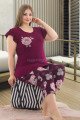 Kadın Mürdüm Renk ve Çiçek Desenli Lady 10627 Büyük Beden Kapri Pijama Takımı Kadın Mürdüm Renk ve Çiçek Desenli Lady 10627 Büyük Beden Kapri Pijama Takımı, ELİT0010627-2XL, Lady Pijama Takımı, ELİT0010627-2XL