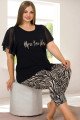 Kadın Siyah Renk ve Zebra Desenli Lady 10633 Büyük Beden Kapri Pijama Takımı Kadın Siyah Renk ve Zebra Desenli Lady 10633 Büyük Beden Kapri Pijama Takımı, LADY-10633-2XL, Lady Pijama Takımı, LADY-10633-2XL