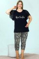 Kadın Siyah Renk ve Zebra Desenli Lady 10633 Büyük Beden Kapri Pijama Takımı Kadın Siyah Renk ve Zebra Desenli Lady 10633 Büyük Beden Kapri Pijama Takımı, LADY-10633-2XL, Lady Pijama Takımı, LADY-10633-2XL
