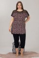 Kadın Siyah Renk ve Puantiye Desenli Lady 10634 Büyük Beden Kapri Pijama Takımı