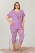 Lila Renk ve Çiçek Desenli Lady 10643 Büyük Beden Kapri Pijama Takımı