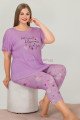 Lila Renk ve Çiçek Desenli Lady 10643 Büyük Beden Kapri Pijama Takımı Lila Renk ve Çiçek Desenli Lady 10643 Büyük Beden Kapri Pijama Takımı, ELİT0010643-2XL, Lady Pijama Takımı, ELİT0010643-2XL