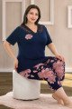 Lacivert Renk ve Çiçek Desenli Lady 10669 Büyük Beden Kapri Pijama Takımı Lacivert Renk ve Çiçek Desenli Lady 10669 Büyük Beden Kapri Pijama Takımı, UB-LADY-10669-2XL, Lady Pijama Takımı, UB-LADY-10669-2XL