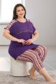 Mor Renk ve Çiçek Desenli Lady 10671 Büyük Beden Kapri Pijama Takımı Mor Renk ve Çiçek Desenli Lady 10671 Büyük Beden Kapri Pijama Takımı, UB-LADY10671-2XL, Lady Pijama Takımı, UB-LADY10671-2XL