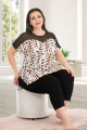 Siyah - Beyaz Renk ve Çizgi Desenli Lady 10675 Büyük Beden Kapri Pijama Takımı, UB-LADY10675-2XL, Lady Pijama Takımı, UB-LADY10675-2XL