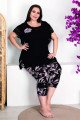 Siyah Renk ve Çiçek Desenli Lady 10690 Büyük Beden Kapri Pijama Takımı Siyah Renk ve Çiçek Desenli Lady 10690 Büyük Beden Kapri Pijama Takımı, LADY-10690-2XL, Lady Pijama Takımı, LADY-10690-2XL