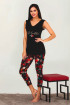 Siyah Renk ve Çiçek Desenli 12023 Kadın Kaprili Lady Pijama Takımı