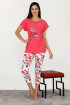 Fuşya Renk ve Çiçek Desenli 12027 Kadın Kaprili Lady Pijama Takımı