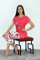 Fuşya Renk ve Çiçek Desenli 12027 Kadın Kaprili Lady Pijama Takımı, ELİT0012027-M, Lady Pijama Takımı, ELİT0012027-M
