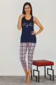 Lacivert Renk ve Ekose Desenli 12030 Kadın Kaprili Lady Pijama Takımı