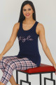 Lacivert Renk ve Ekose Desenli 12030 Kadın Kaprili Lady Pijama Takımı