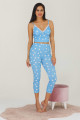 Mavi Renk ve Puantiye Desenli 12033 Kadın Kaprili Lady Pijama Takımı