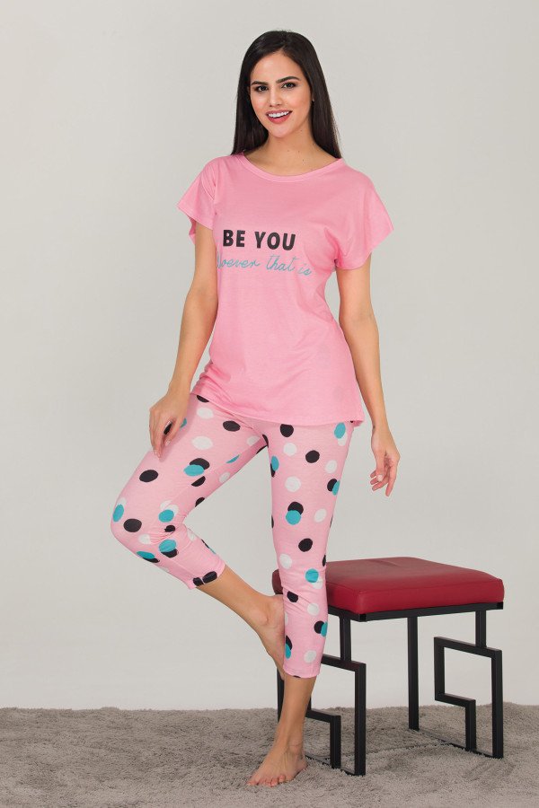 Pembe Renk ve Puantiye Desenli 12042 Kadın Kaprili Lady Pijama Takımı Pembe Renk ve Puantiye Desenli 12042 Kadın Kaprili Lady Pijama Takımı, ELİT0012042-M, Lady Pijama Takımı, ELİT0012042-M