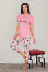 Pembe Renk ve Puantiye Desenli 12042 Kadın Kaprili Lady Pijama Takımı
