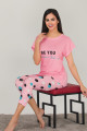 Pembe Renk ve Puantiye Desenli 12042 Kadın Kaprili Lady Pijama Takımı