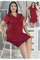 Jenika 42593 Bordo Renk Büyük Beden Tunik - Battal Boy Gecelik