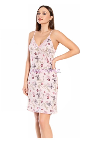 Krem Renk, Çiçek Desenli ve İnce Askılı Kol Jenika 51845 Tunik Gecelik Krem Renk, Çiçek Desenli ve İnce Askılı Kol Jenika 51845 Tunik Gecelik