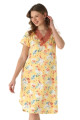 Sarı Renk, Çiçek Desenli Kısa Kol Jenika 52049 Tunik Gecelik, Jenika-52049, Tunik