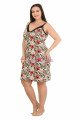 Krem Renk ve Çiçek Desenli İnce Askılı Kol Lady 8724 Büyük Beden Tunik Gecelik