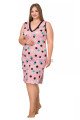 Pembe Renk ve Puantiye Desenli Lady 8876  2XL - 3XL - 4XL Battal Büyük Beden Tunik Gecelik