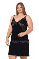 Siyah Renk Askılı Kol Lady 8893 2XL - 3XL - 4XL Battal Büyük Beden Tunik Gecelik, Lady-8893, Lady Pijama Takımı