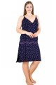 Lacivert Renk ve Desenli Lady 8894  2XL - 3XL - 4XL Battal Büyük Beden Tunik Gecelik