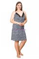 Gri Renk ve Leopar Desenli Lady 8896  2XL - 3XL - 4XL Battal Büyük Beden Tunik Gecelik
