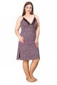 Lila Renk ve Puantiye Desenli Lady 8897  2XL - 3XL - 4XL Battal Büyük Beden Tunik Gecelik