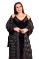 Siyah Renk Puantiye Desenli Lady 19205 Büyük Beden Sabahlıklı Gecelik Takım, UB-LADY-19205-2XL, Lady Pijama Takımı, UB-LADY-19205-2XL
