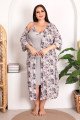 Gri Renk Çiçek Desenli Lady 19208 Büyük Beden Sabahlıklı Gecelik Takım Gri Renk Çiçek Desenli Lady 19208 Büyük Beden Sabahlıklı Gecelik Takım