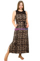 Leopar Desenli Kolsuz, Bisiklet Yakalı Lady 7217 Battal Büyük Beden Anne Gecelik, Uzun Anne Elbisesi, 0850072172224, Lady Pijama Takımı, 0850072172224