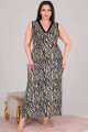 Siyah Renk Zebra Desenli Askılı Kol V Yaka, Lady 7247 Battal Büyük Beden Anne Gecelik, Anne Uzun Elbise Siyah Renk Zebra Desenli Askılı Kol V Yaka, Lady 7247 Battal Büyük Beden Anne Gecelik, Anne Uzun Elbise