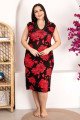 Siyah Renk, Kırmızı Çiçek Desenli ve Kolsuz Lady 8910 Büyük Beden Anne Tunik Gecelik Siyah Renk, Kırmızı Çiçek Desenli ve Kolsuz Lady 8910 Büyük Beden Anne Tunik Gecelik