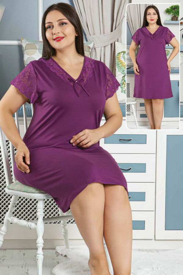 Jenika 42586 Büyük Beden Mürdüm Renk Tunik - Jenika  Battal Boy Gecelik, JenikaBttlTnkGclk42586, Büyük Beden Battal Tunik - Gecelik