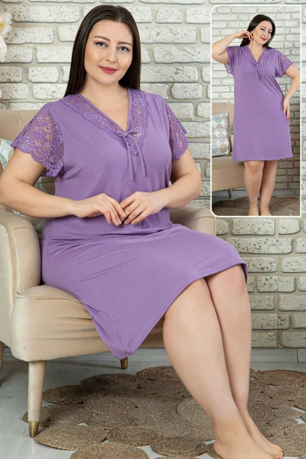 Jenika 45463 Büyük Beden Lila Renk Tunik - Jenika  Battal Boy Gecelik, JenikaBttlTnkGclk45463, Büyük Beden Battal Tunik - Gecelik