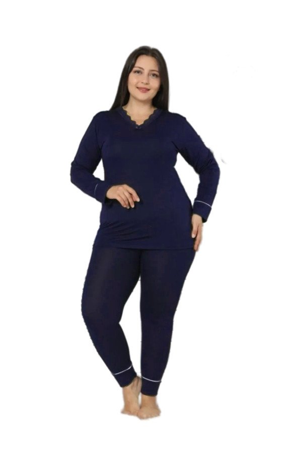 Kadın Lacivert Renk Uzun Kollu Jenika 42048 Battal Büyük Beden Pijama Takımı Kadın Lacivert Renk Uzun Kollu Jenika 42048 Battal Büyük Beden Pijama Takımı, Jenika-42048, Büyük Beden (Battal Boy) Pijama Takımları